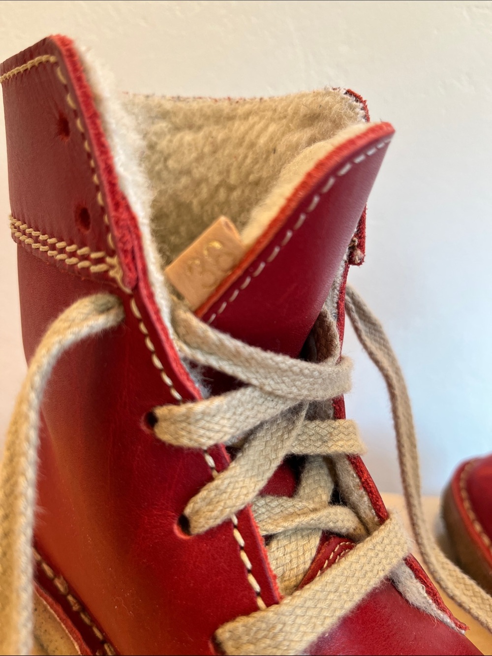 Duckfeet Wool Lined Lace-up Boots in Red - Odense Granate 38 (~7) - Picture 2 of 6